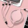 3v1 uvlaćivi kabel za podatke i punjenje USB-A / USB-C / Lightning / micro USB za iPhone / iPad / iPod / AirPods - 1 m - ružičasti