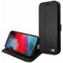 BMW PU Carbon Contrast Book futrola za iPhone 12 Pro Max - crno