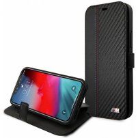 BMW PU Carbon Contrast Book futrola za iPhone 12 Pro Max - crno