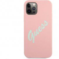 Guess Vintage Script silikonska maskica za iPhone 12 Pro Max - ružičasti