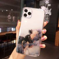 Transparentna maskica otporna na udarce s mramornim uzorkom za iPhone 11 Pro - Tamnoljubičasti