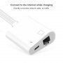 Adapter USB-C i 8 Pin Male za ethernet RJ45 i 8 Pin Female za punjenje za iPhone / iPad - bijeli