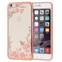 Elegantna maskica sa svjetlucavim kamenčićima za Apple iPhone 6S Plus / 6 Plus - ružičastozlatni sa cvijećem