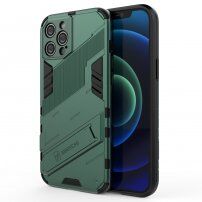 Odolný zaštitna maskica sa stalkom za iPhone 12 Pro Max - zeleni
