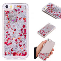 Zaštitna maskica s lebdećim kuglicama za Apple iPhone SE (2016) / 5S / 6 - srebrna s crvenim srcima