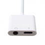 Adapter s Lightning i jack 3.5 konektorom za punjenje i istovremeno slušanje glazbe za iPhone - bijela