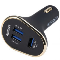 REMAX punjač za u automobil s tri porta za Apple iPhone / iPad / iPod - crna