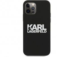 Karl Lagerfeld Stack White Logo silikonska maskica za iPhone 12 Pro Max - crni