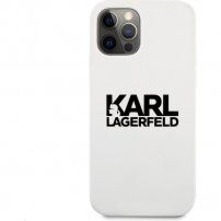 Karl Lagerfeld Stack Black Logo silikonska maskica za iPhone 12 Pro Max - bijeli