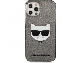 Karl Lagerfeld Choupette Head Glitter maskica za iPhone 12 Pro Max - crni