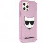 Karl Lagerfeld Choupette Head Glitter maskica za iPhone 12 Pro Max - ružičasti