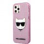 Karl Lagerfeld Choupette Head Glitter maskica za iPhone 12 Pro Max - ružičasti