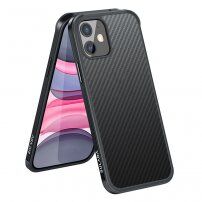 Maskica s tekstuomu karbonskih vlakana i zašti zaštitnim okvirom za iPhone 11 - crni