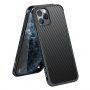 Maskica s tekstuomu karbonskih vlakana i zašti zaštitnim okvirom za iPhone 11 Pro - crni