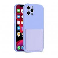 Zaštitna maskica s džepom za kartice za iPhone 12 Pro Max - ljubičasti