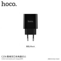 HOCO punjač / adapter s dva USB ulaza i zaslonom za Apple iPhone / iPod - crna