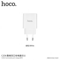 HOCO punjač / adapter s dva USB ulaza i zaslonom za Apple iPhone / iPod - bijela