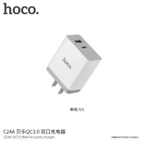 HOCO putni punjač s američkim adapterom s USB / USB-C ulazima za Apple iPhone - bijela