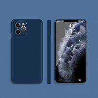 Silikonska zaštitna maskica s ravnim rubovima za iPhone 11 Pro - plavi