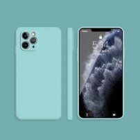 Silikonska zaštitna maskica s ravnim rubovima za iPhone 11 Pro - Svijetloplav