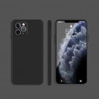 Silikonska zaštitna maskica s ravnim rubovima za iPhone 11 Pro Max - crni