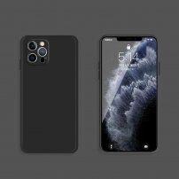 Silikonska zaštitna maskica s ravnim rubovima za iPhone 12 Pro Max - crni