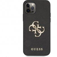 Guess Saffiano Big 4G Metal Logo maskica za iPhone 12 Pro Max - crni