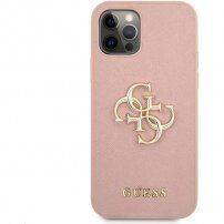 Guess Saffiano Big 4G Metal Logo maskica za iPhone 12 Pro Max - ružičasti