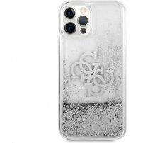 Guess Big 4G Liquid Glitter Silver maskica za iPhone 12 Pro Max - srebrni