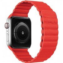 Kožni magnetski remen za Apple Watch Ultra 49mm / 46mm / 45mm / 44mm / 42mm - crveni