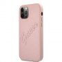 Guess Saffiano Vintage Script maskica za iPhone 12 Pro Max - ružičasto zlatni