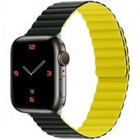Silikonski magnetski remen za Apple Watch Ultra 49mm / 46mm / 45mm / 44mm / 42mm - crno-žuti