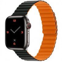 Silikonski magnetski remen za Apple Watch Ultra 49mm / 46mm / 45mm / 44mm / 42mm - crno-narančasta