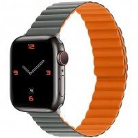 Silikonski magnetski remen za Apple Watch Ultra 49mm / 46mm / 45mm / 44mm / 42mm - sivo-narančasta
