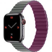 Silikonski magnetski remen za Apple Watch Ultra 49mm / 46mm / 45mm / 44mm / 42mm - siva-bordo