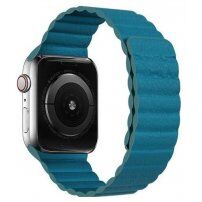 Kožni magnetski remen za Apple Watch Ultra 49mm / 46mm / 45mm / 44mm / 42mm - azurno plavi