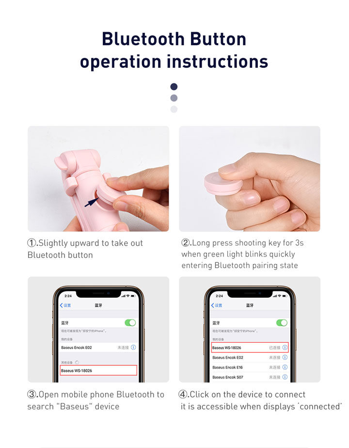Baseus Lovely bluetooth selfie stick sa stativom za iPhone - crna