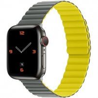 Silikonski magnetski remen za Apple Watch 42mm / 41mm / 40mm / 38mm - sivo-žuta