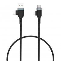 Wiwu 4v1 opleteni kabel za podatke i punjenje USB-A / USB-C / Lightning za iPhone / iPad / iPod / AirPods - 1,2 m - crni