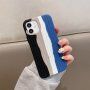 Silikonska maskica s uzorkom pletenice za iPhone 11 Pro - plavo-crni