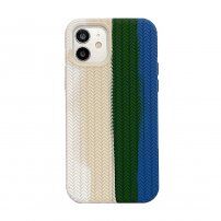 Silikonska maskica s uzorkom pletenice za iPhone 11 Pro Max - zeleno-plavi