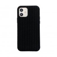 Silikonska maskica s uzorkom pletenice za iPhone 12 Pro Max - crni