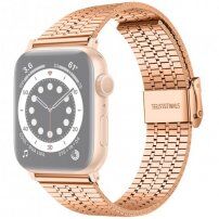 Širok remen od nehrđajućeg čelika za Apple Watch Ultra 49mm / 46mm / 45mm / 44mm / 42mm - ružičasto zlatni