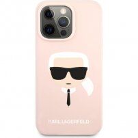 Karl Lagerfeld Karl Head silikonska maska pro iPhone 13 Pro Max - svijetlo ružičasti