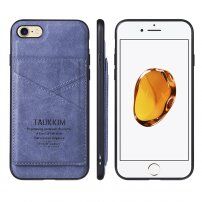 Taokkim zaštitna maska od PU kože sa dzepom u retro stilu pro iPhone 7 Plus / 8 Plus - plavi