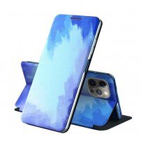 Zaštitna flip futrola s uzorkom vodenih boja pro iPhone 13 mini - plavo