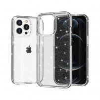 Prozirna maskica sa šljokicama za iPhone 13 Pro Max - srebrni