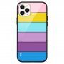 NXE višebojna maska sa staklenom zadnjom stranom pro iPhone 13 Pro Max - pastel