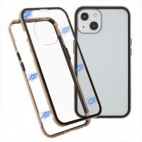 Maska s metalnim okvirom i kaljenim staklom pro iPhone 13 - zlatni