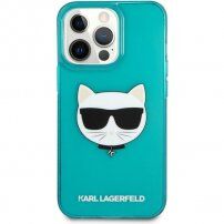 Karl Lagerfeld Choupette Head maskica za iPhone 13 Pro Max - tirkizni